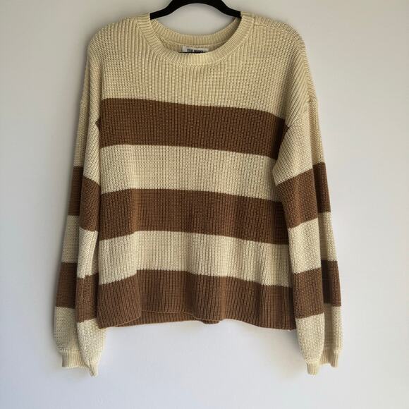 NWT Cute Women's Steve Madden Stripped Brown and Tan Sweater Size XL - Picture 1 of 8